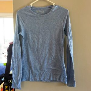Figs seamless XS long sleeve top light blue